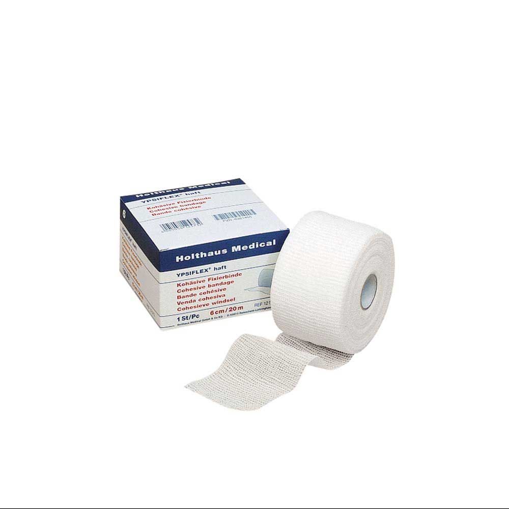 Haft-Mullbinde YPSIFLEX® haftend auf Rolle, hellgraues Mullgewebe, mit Karton