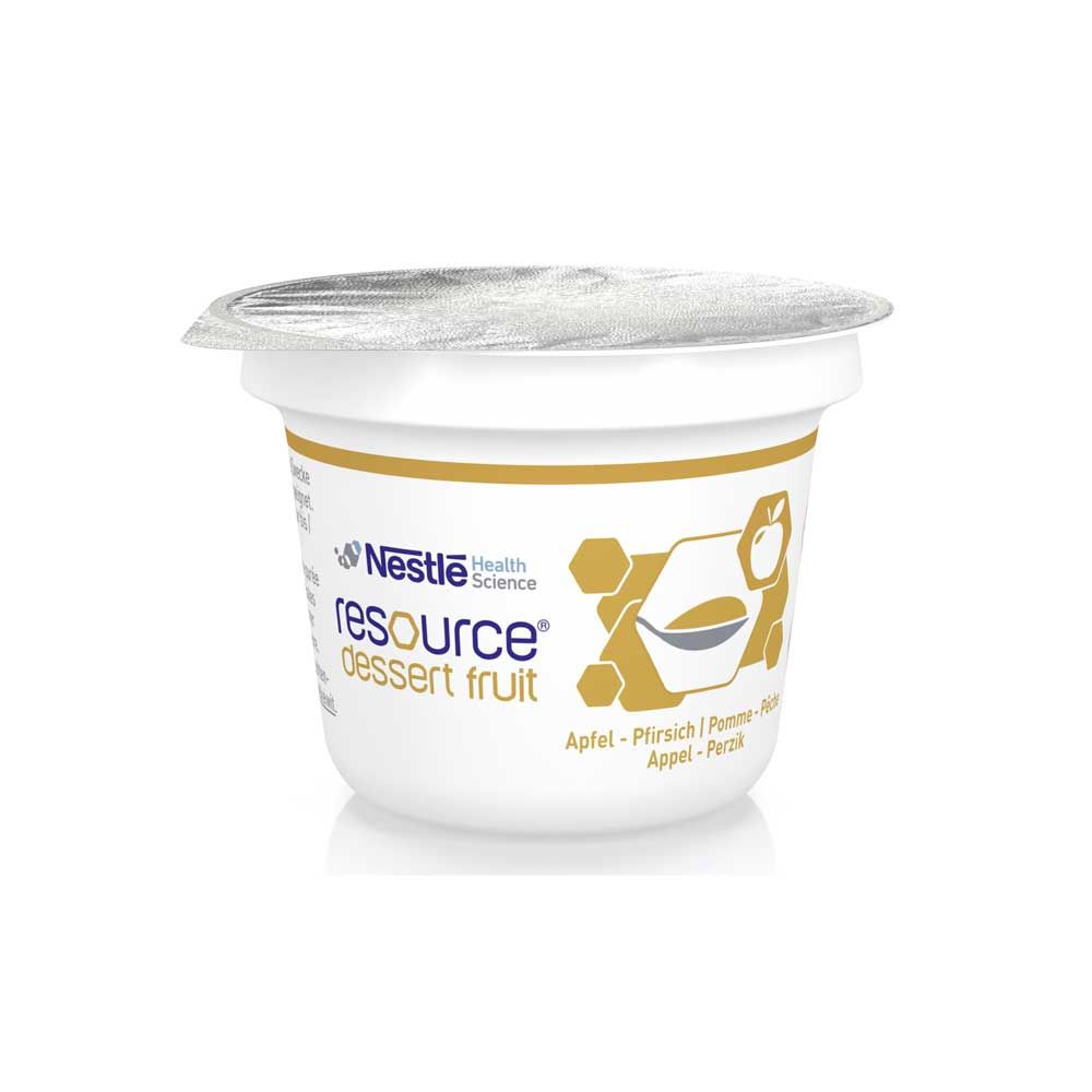 Nestle Resource® Dessert-Fruchtbecher mit Aufdruck Apfel-Pfirsich, Folienverschluss