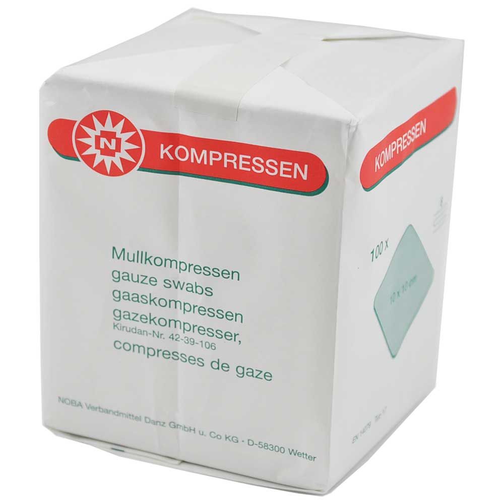 Sterile Mullkompressen 10×10 cm, 8-fach, 100 Stück pro Packung