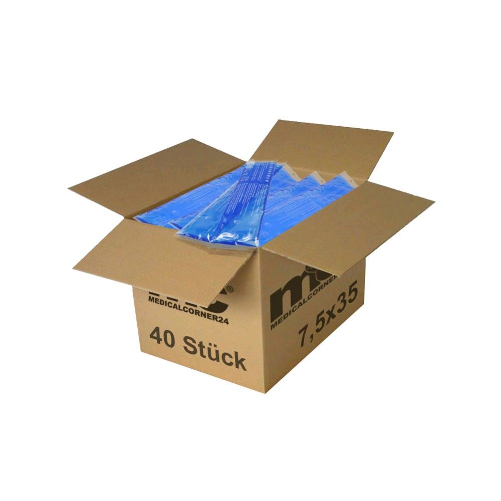 Gel-Kompressen, Karton mit blauen Gelkissen, 40 Stück, Größe 1,5×35 cm