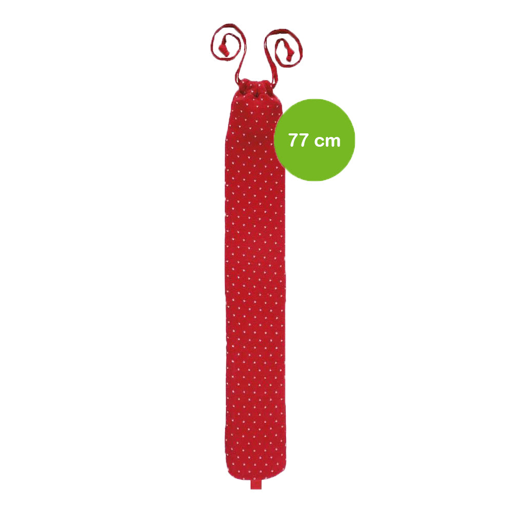Rote Wärmflasche Longi mit Strickbezug und Bindeband, ca. 77 cm Länge