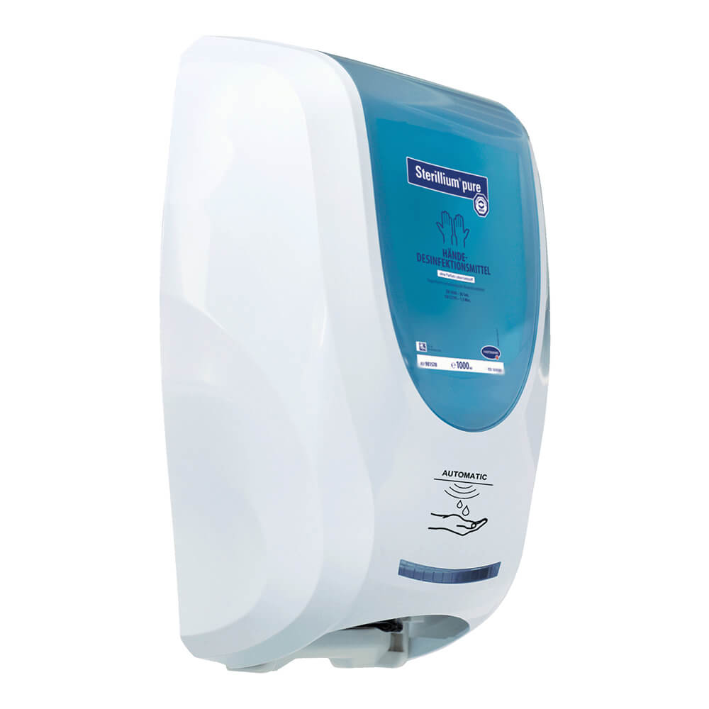 Automatischer CleanSafe Händedesinfektionsmittel-Spender mit blauer Rückseite