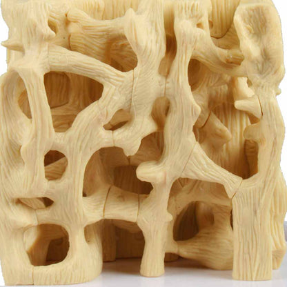 Knochenstruktur-Modell mit beiger, durchbrochener Knochenplatte in Detailansicht