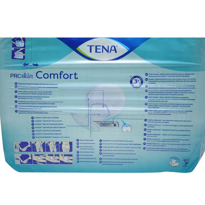 TENA ProSkin Comfort Super Inkontinenz-Einlagen, Rückansicht der Verpackung