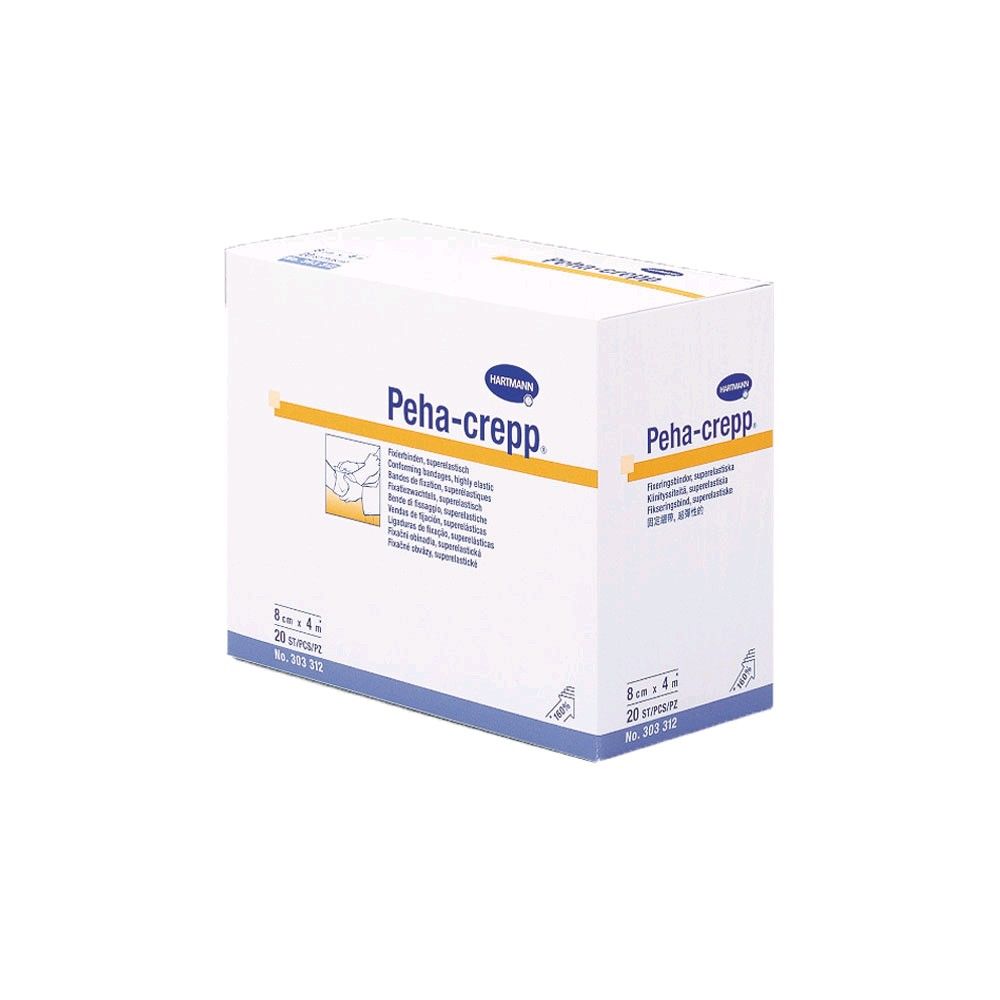 Peha-crepp Fixierbinde von Hartmann, Kartonverpackung mit blauem Rand