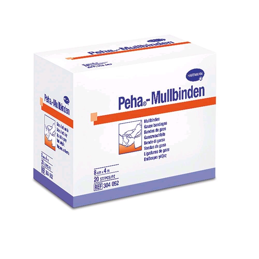 Peha® Mullbinden Fixierbinde Packung, weiße Mullbinde, 4 m