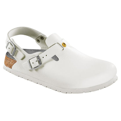Weißer Birkenstock Tokio ESD Clog mit verstellbarem Riemen und Schnalle