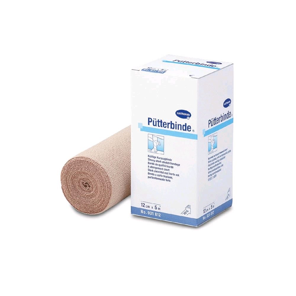 Pütterbinde® Kurzzugbinde von Hartmann als beige Rolle, gerolltes Bandmaterial