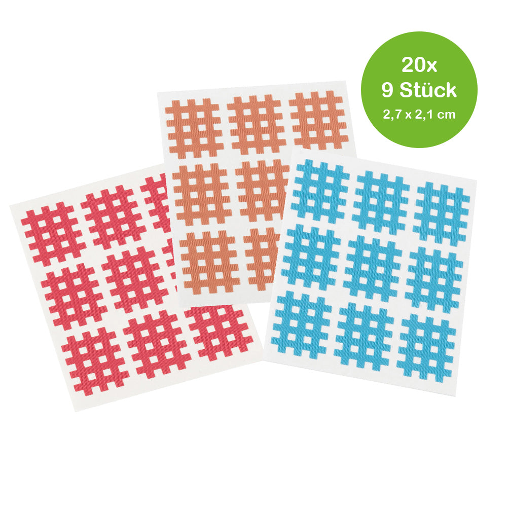 Gittertapes Cross Patches, pinke und blaue Patchbögen, 2,7×2,1 cm, 20 Stück