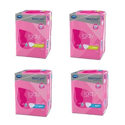 Rosa Inkontinenzslip-Pants Packung mit Aufdruck „lady“ und „MoliCare“