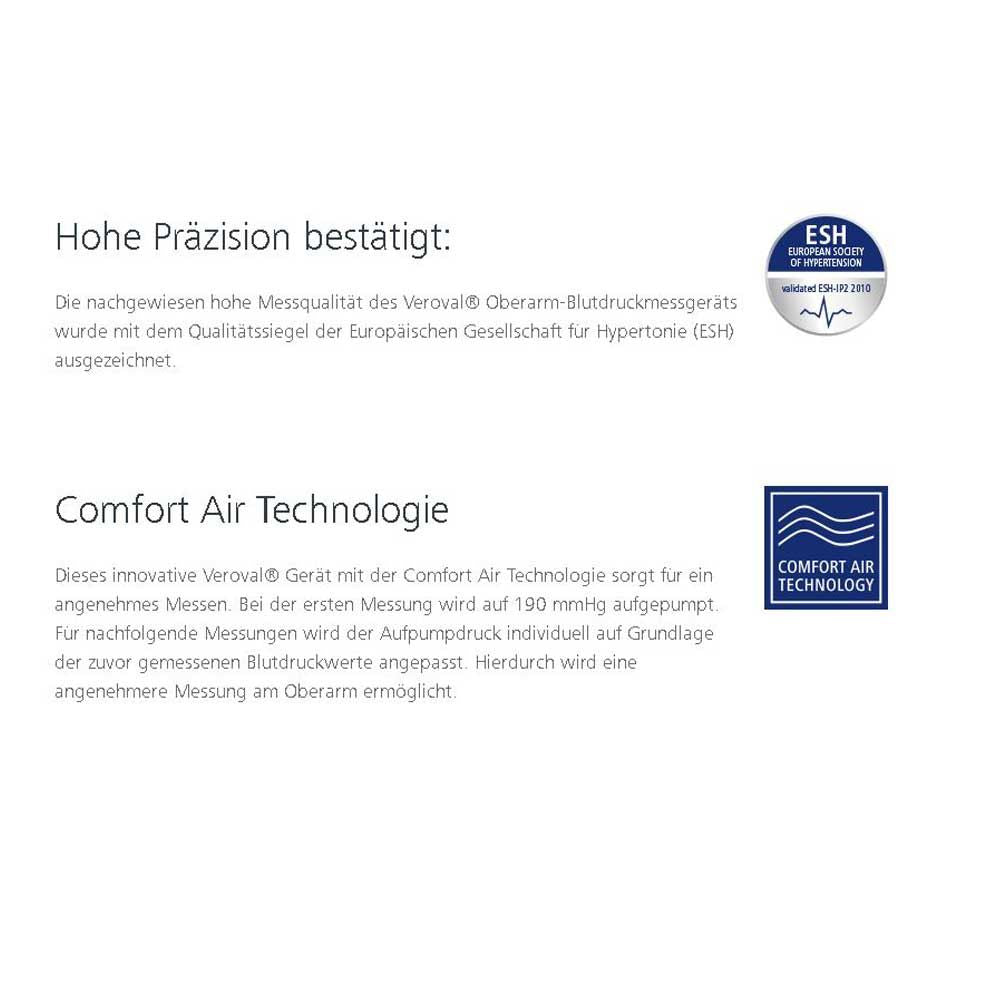 Informationshinweis zum Veroval Oberarm-Blutdruckmessgerät: Comfort Air Technologie