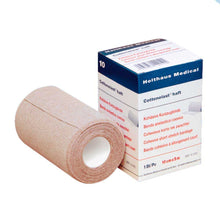 Kohäsive Kurzzugbinde aus Baumwoll-Elastik, beige, 10 cm x 15 m, Rolle mit Holthaus Medical