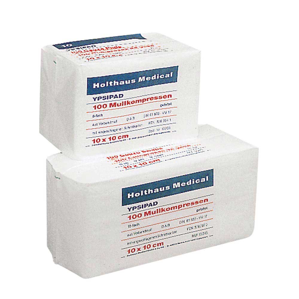 Holthaus Medical YPSIPAD Mullkompressen, unsteril, 10x10 cm, 100 Stück, Vorderansicht