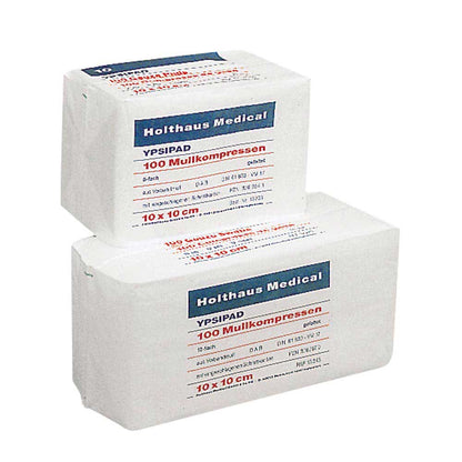 Holthaus Medical YPSIPAD Mullkompressen, unsteril, 10x10 cm, 100 Stück, Vorderansicht