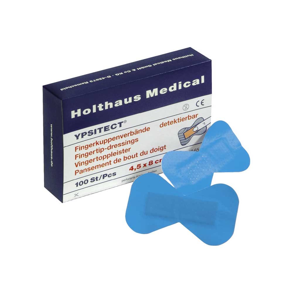 Holthaus Medical YPSITECT Fingerkuppenpflaster-Packung mit blauem Pflastermotiv