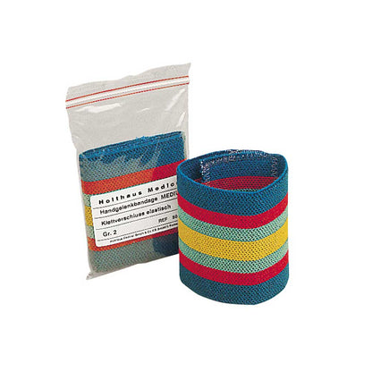Handgelenkbandage im Set, Klettband gestreift, mehrfarbig, Größe M-L