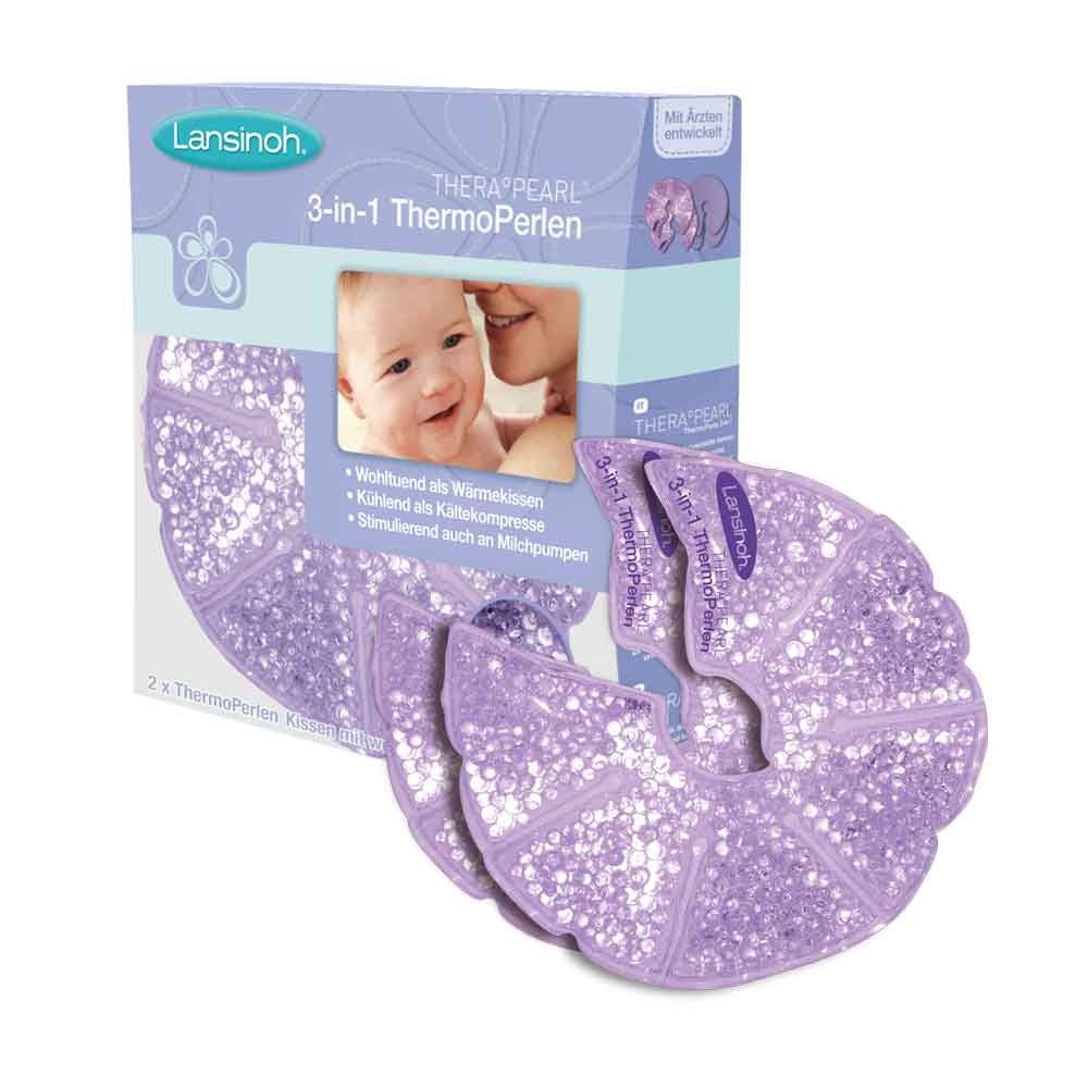 Lansinoh 3-in-1 ThermoPerlen: zwei lila Kälte-/Wärme-Kissen, BPA-frei