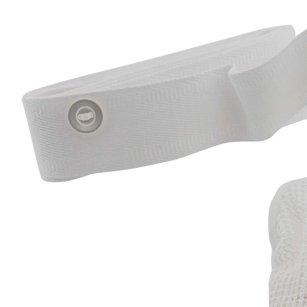 Leibgurtband mit Druckknopf am elastischen Suspensorium, weiß