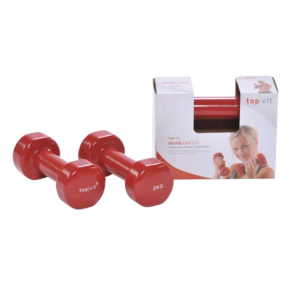 Kurzhanteln top vit mit Vinylüberzug, rot, 2 kg pro Hantel