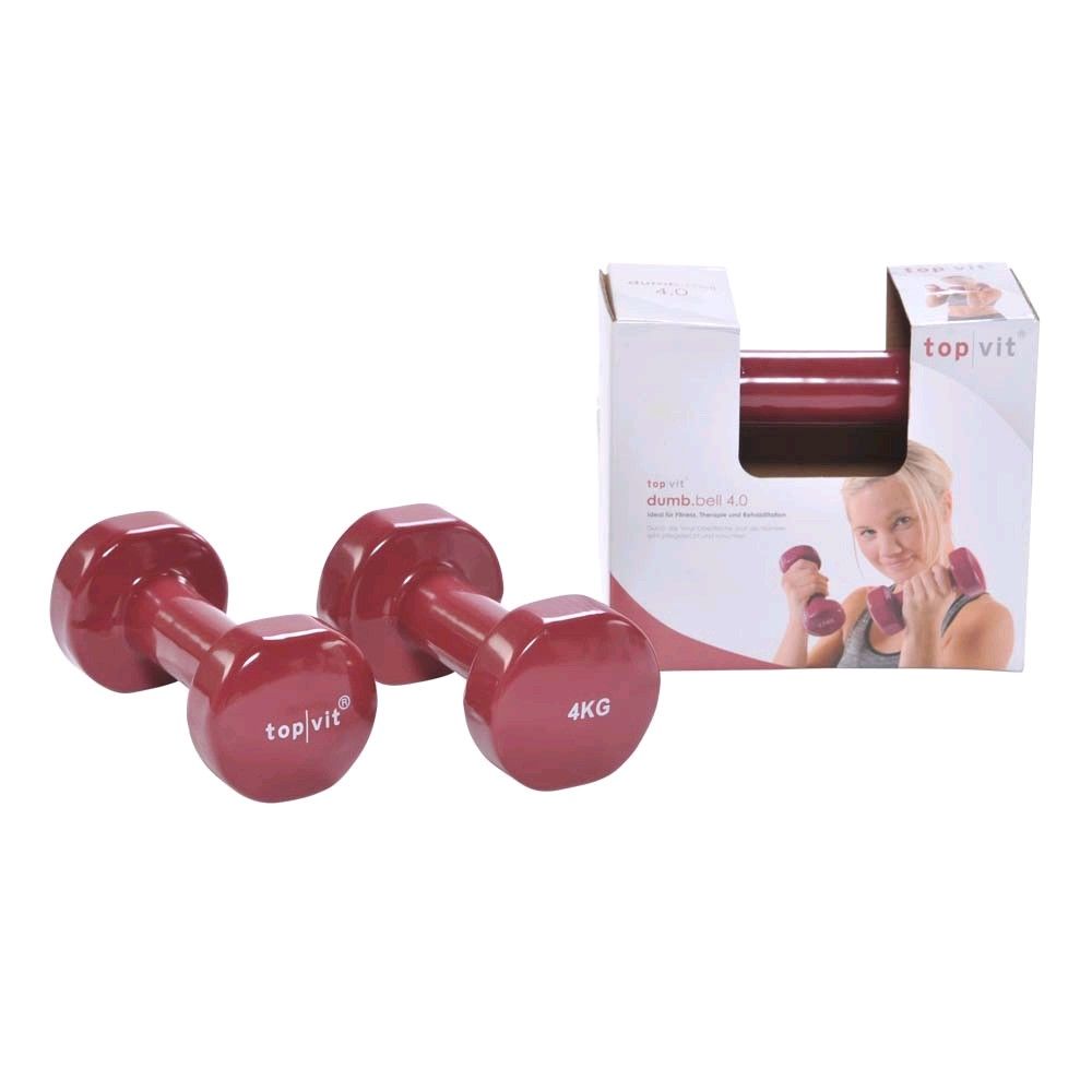 Kurzhanteln top vit mit Vinylüberzug, dunkelrot, 4 kg pro Hantel