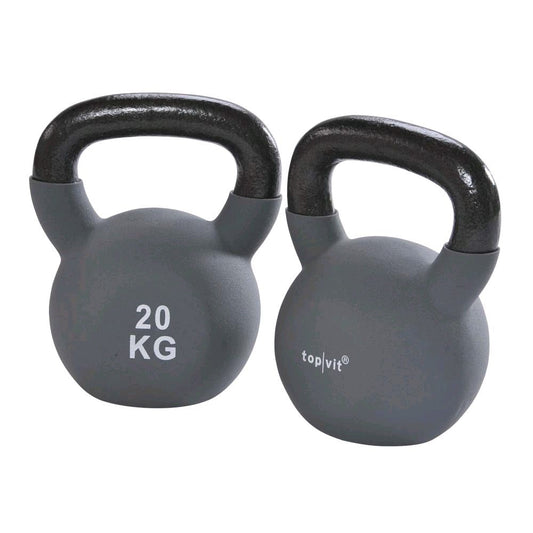 Neopren-Kugelhantel 20 kg, dunkelgrau, mit schwarzem Griff, topvit®