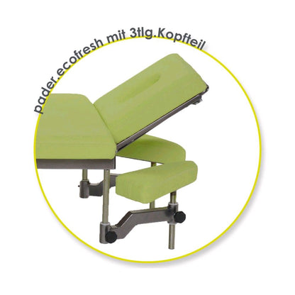 Gepolstertes Kopfteil-Set in Lindgrün (3-teilig) mit Armauflagen und Fußgestell