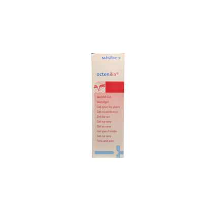 Wundgel-Tube schülke+ octenilin® in Seitenansicht, rote Farbfläche, 250 ml
