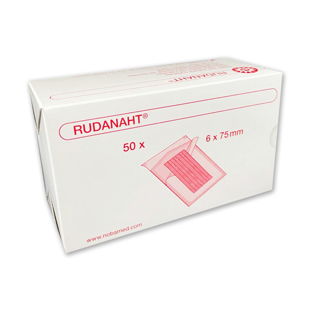 RUDANAHT® Wundnahtstreifen-Box, 50 Stück, mit 6×75 mm Aufdruck