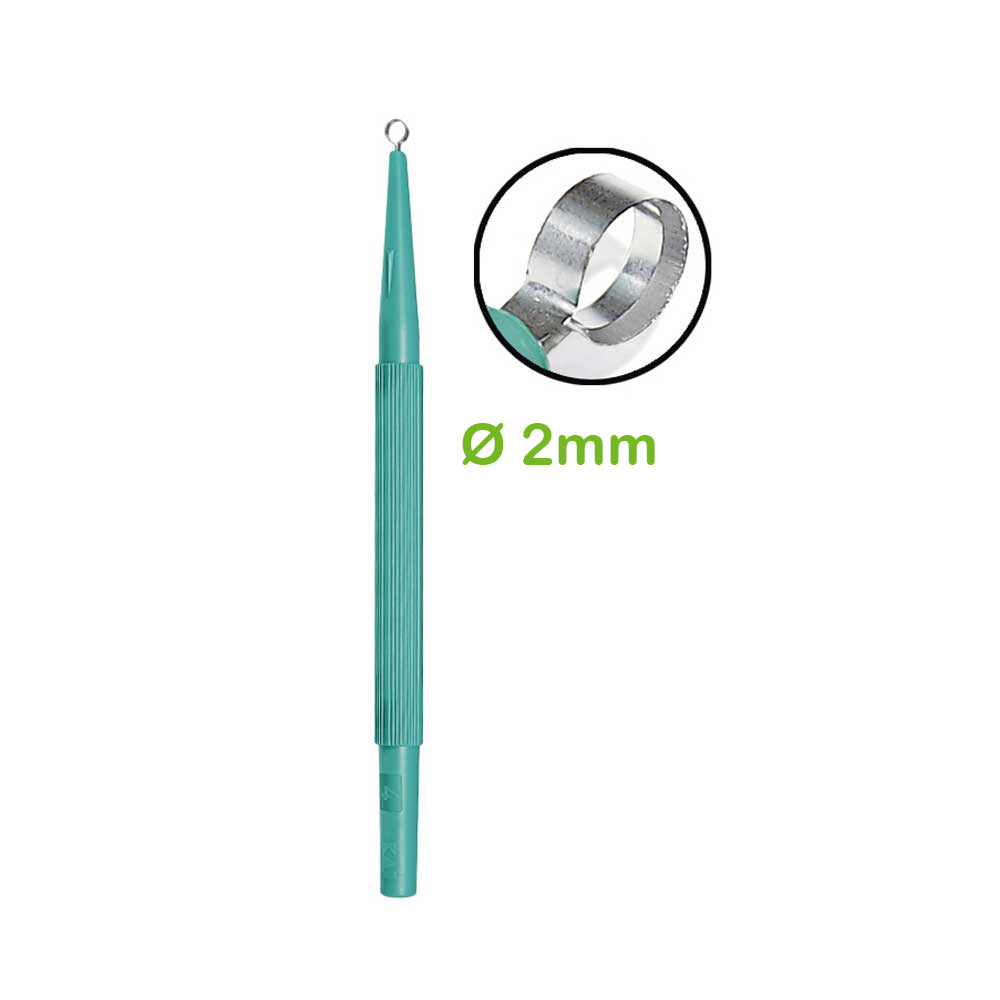 Kai Medical Einweg-Hautkürette, einseitig scharf, Ø 2 mm, türkis