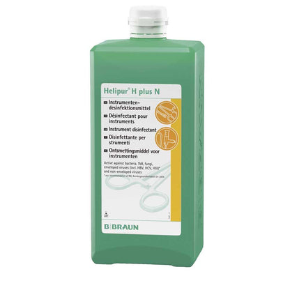 Instrumentendesinfektion Helipur® H plus N: grüne Flasche mit weißem Etikett