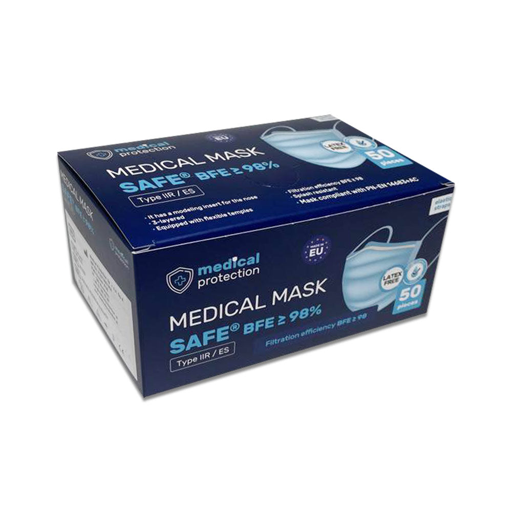 Mundschutz-Verpackung SAFE® von Medical Protection, seitliche Ansicht, 50 St.