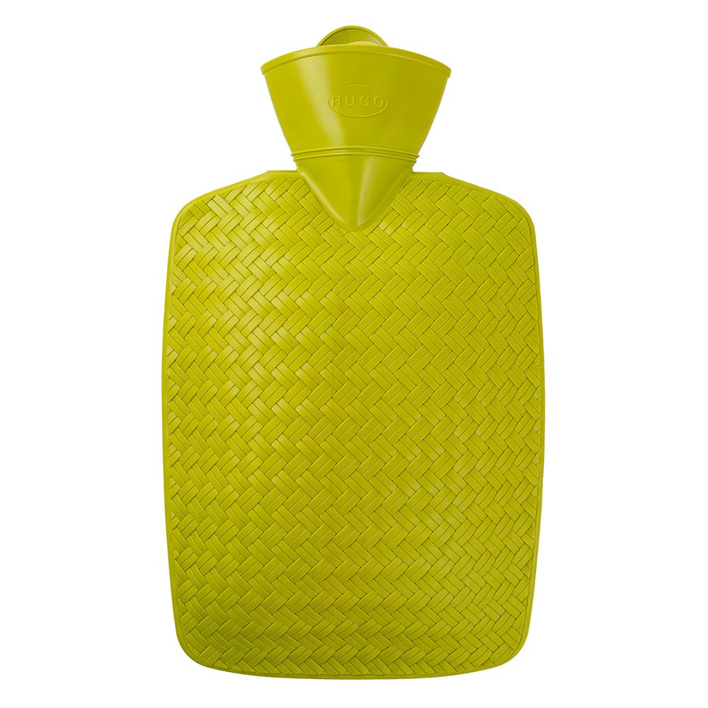 Wärmflasche 1,8 l mit Flechtoptik, limonengelb, mit Einfüllstutzen