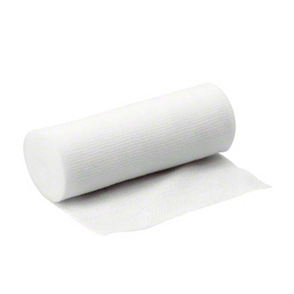 Elastischer Fixierverband-Rolle, weiß, liegt mit Bandstreifen flach