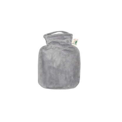 Mini-Wärmflasche mit Veloursbezug in Grau ohne sichtbares Muster