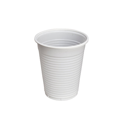 Weißer Einwegbecher mit gerippten Ringen, 180 ml
