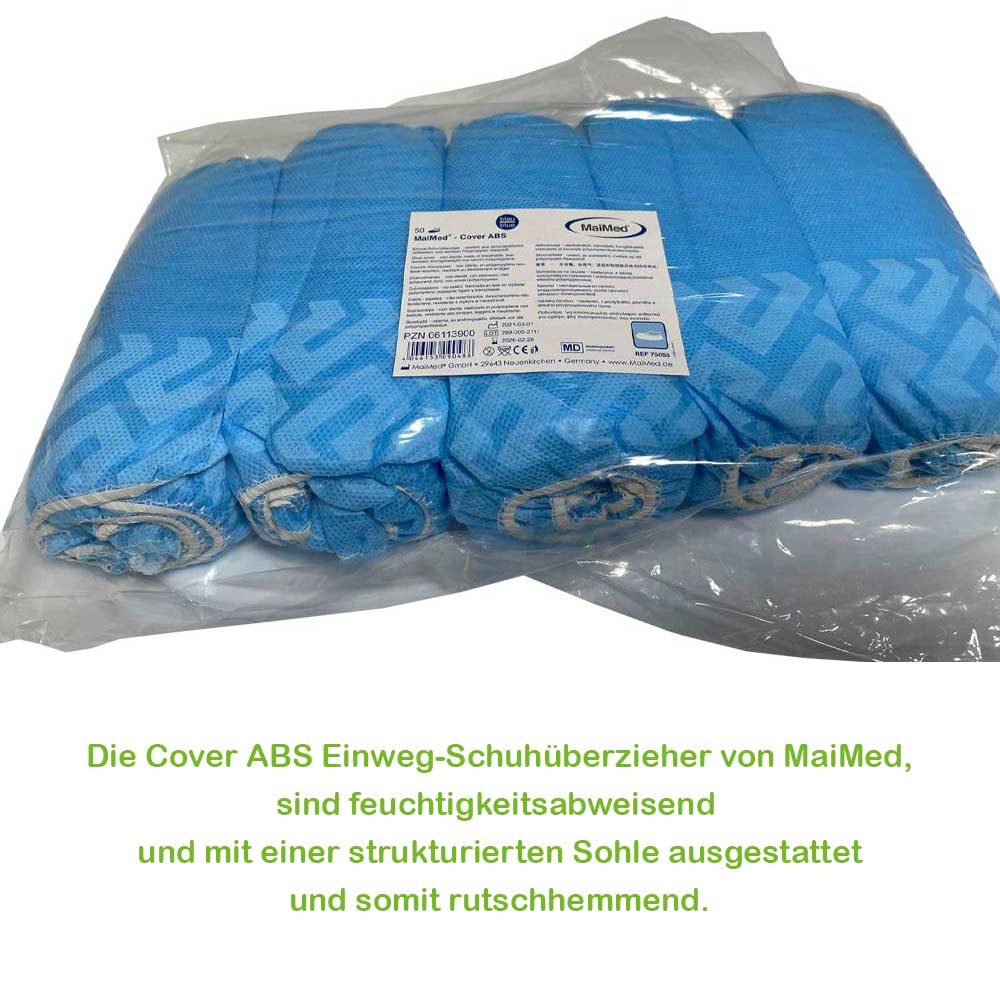 MaiMed® Cover ABS Einweg-Schuhüberzieher, blaue Überzieher im transparenten Beutel