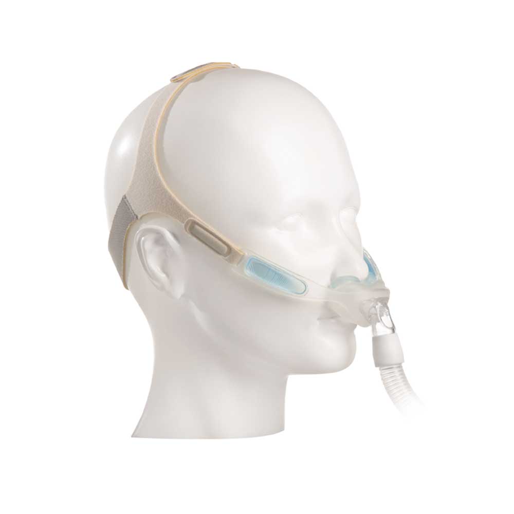 Philips Nuance CPAP-Nasenmaske seitlich mit Gelkissen und Schlauchanschluss