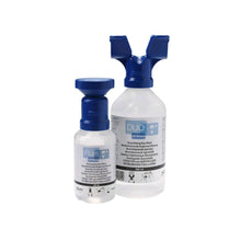 Augenspülflaschen-Set mit Duo-Aufsatz, transparente Flasche mit blauem Spender