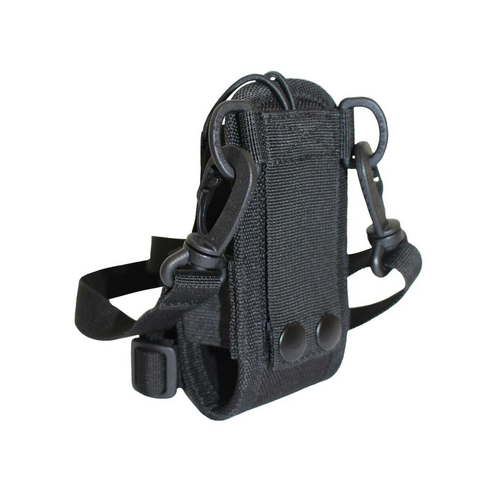 Gepolstertes Funkgeräteholster schwarz mit Klettband und Klipshalterung