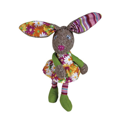 Kirschkernkissen mit Tierbezug als Hase, Stofftier mit Blumenmuster-Kleid