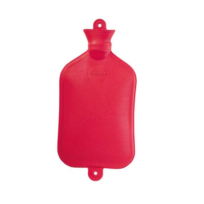 Wärmflasche aus Naturgummi, rot, beidseitig glatt mit Verschlussöse unten
