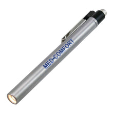 Diagnostikleuchte von Med-Comfort, Stiftform, silberne Metalloptik mit schwarzer Kappe