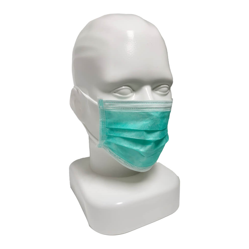 Grüne OP-Maske mit Gummizug, dreilagig