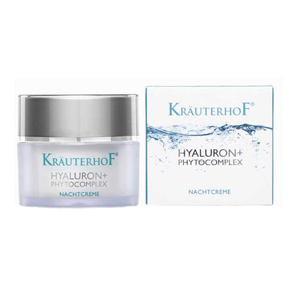 Nachtcreme im Kosmetikglas mit silbernem Deckel, Kräuterhof Hyaluron+ Phytokomplex