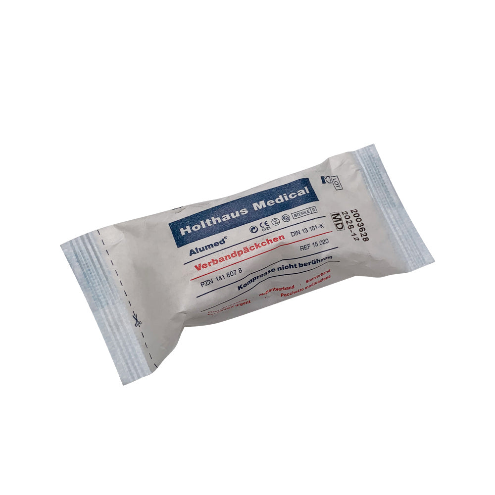 Steriles Holthaus Medical Alumed® Verbandpäckchen mit Kompresse, aluminiumbeschichtete Wundauflage