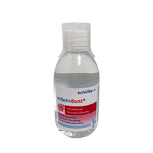 Schülke octenidol® Mundspül-Lösung, Flasche seitlich mit blauem Labelstreifen