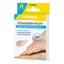 Lifemed® Druckstellen-Kissen, hautfarbene Polsterauflage im 9er-Set, auf Verpackung