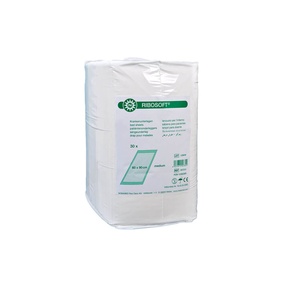 Krankenunterlagen RIBOSOFT, 30 Stück, Größe 90×60 cm, Stärke mittel (verpackt)