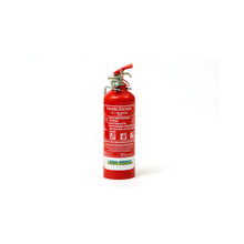 Roter Feuerlöscher mit Hebel und Schlauchdüse, Aufdruck Leina-Werke