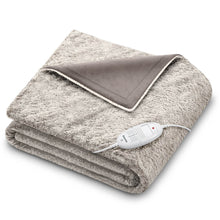 Beurer Heizdecke HD75 aus grauem Kuschelfleece mit Fernbedienungskabel